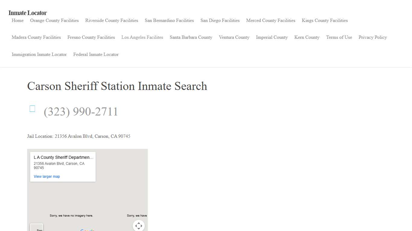 Carson Sheriff Station - Inmate Locator